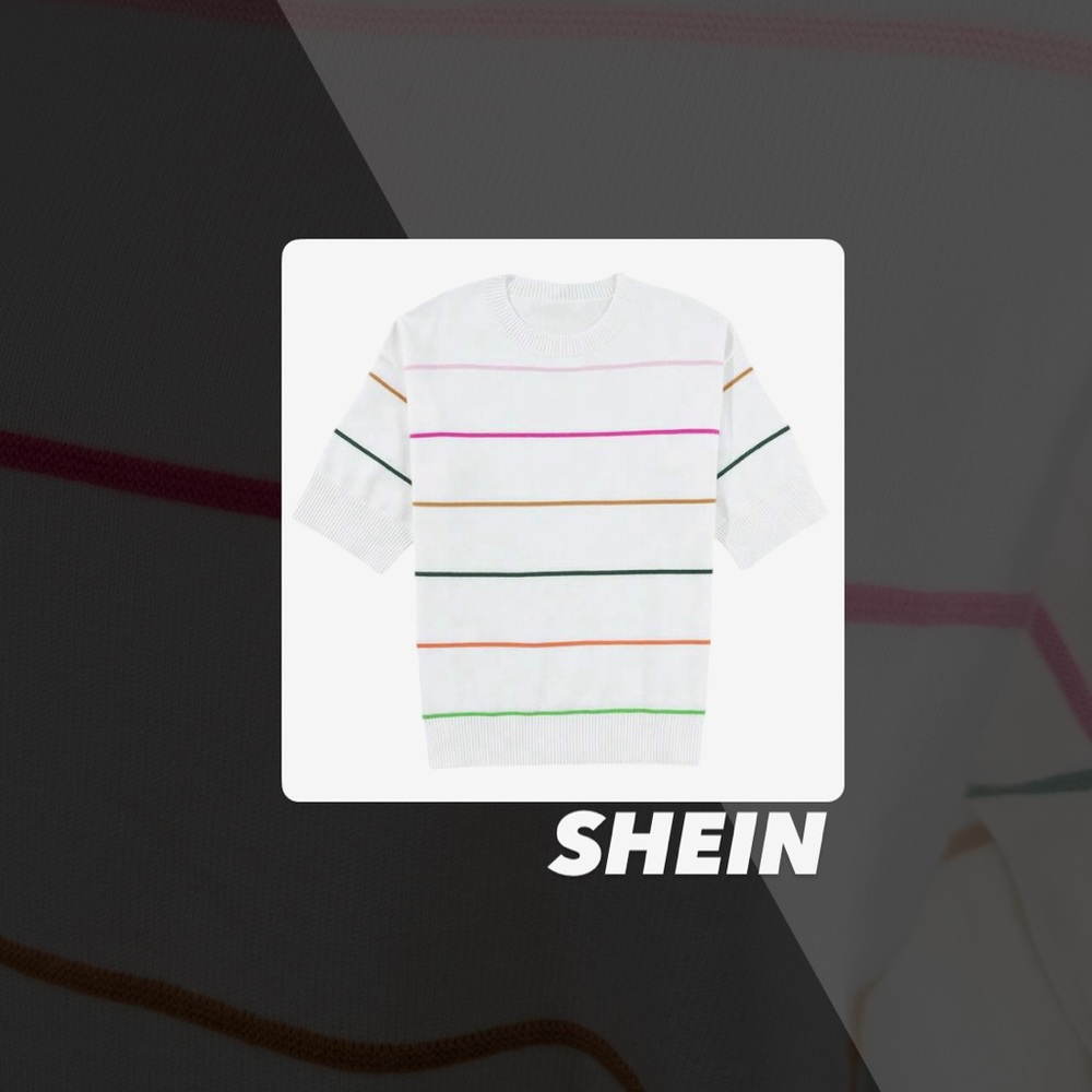 NWOT SHEIN 3/4 Sleeve Striped Sweater